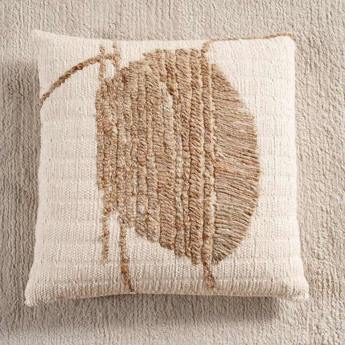Sundown Wool Embroidered Down Alternative Filled Cushion 50X50Cm - Natural