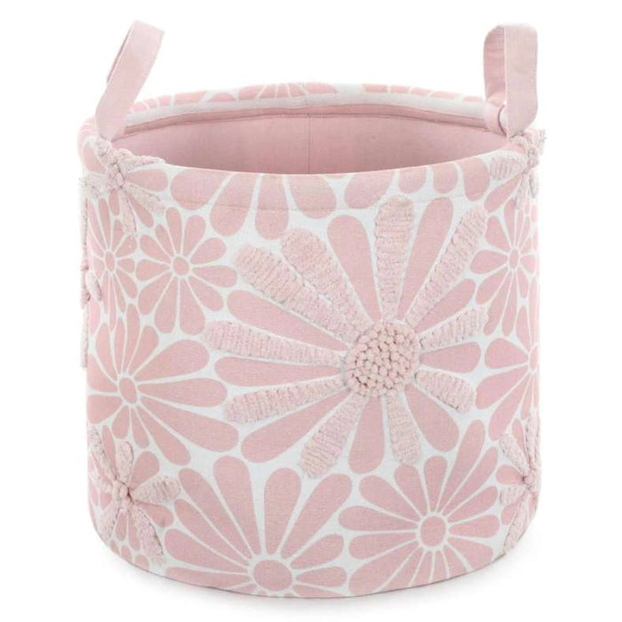 Sunflower Embellished Fabric Storage Basket 35X35X35 Cm- Blush