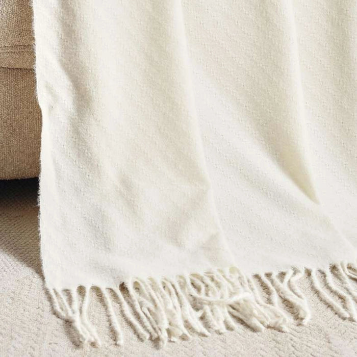 Super Soft Dobby Fringed Throw 130X170Cm - Ivory