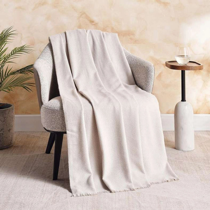 Super Soft Twill Fringed Throw 130X170Cm - Linen