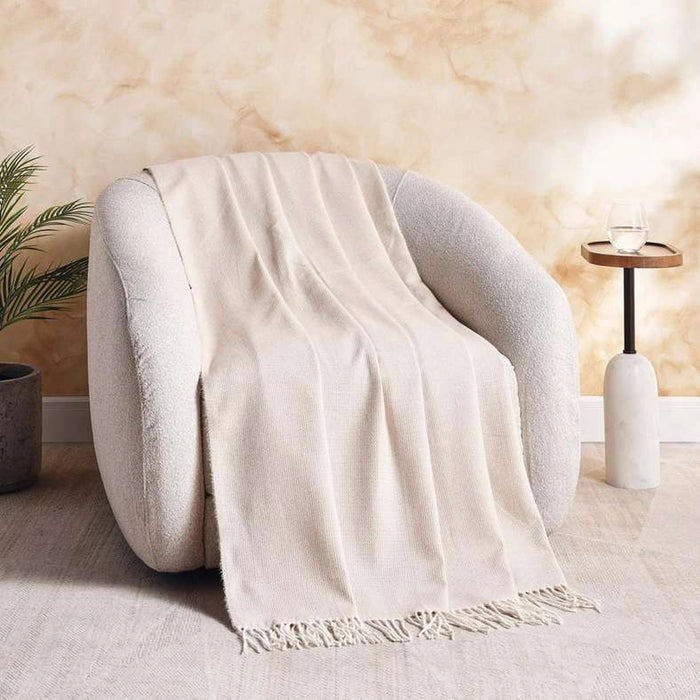 Super Soft Waffle Fringed Throw 130X170Cm - Taupe