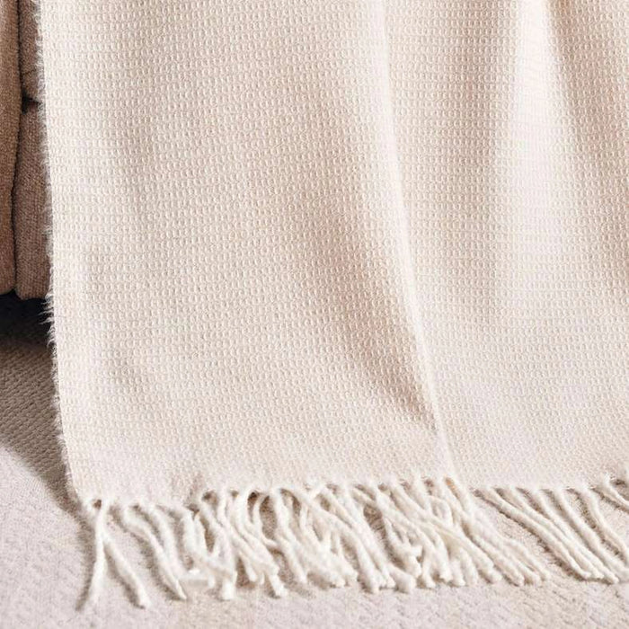 Super Soft Waffle Fringed Throw 130X170Cm - Taupe