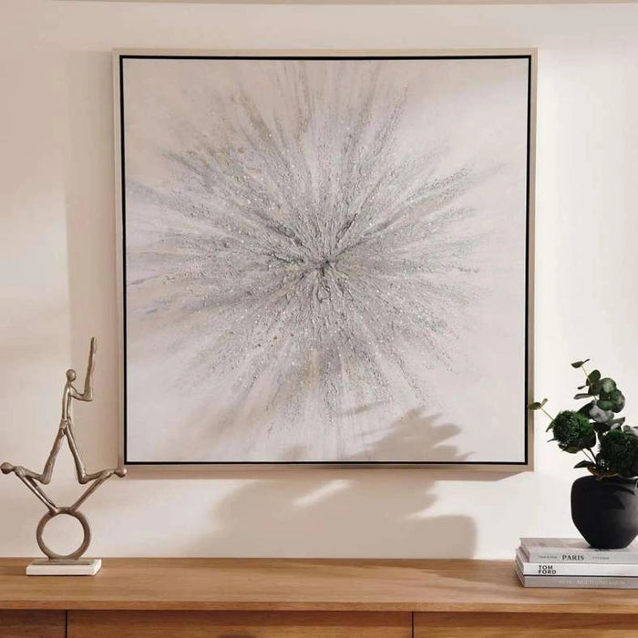 Supernova Framed Canvas Art 100X100cm - Silver Pan Home