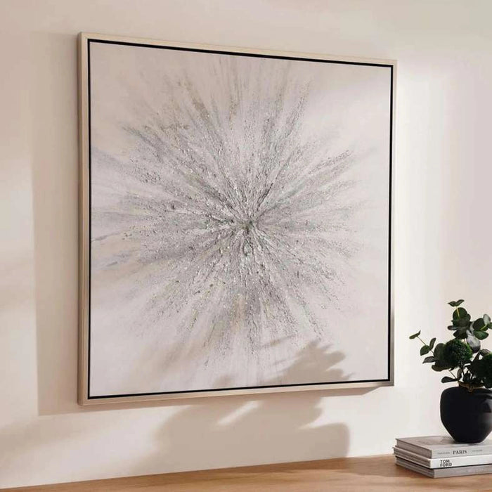 Supernova Framed Canvas Art 100X100cm - Silver Pan Home