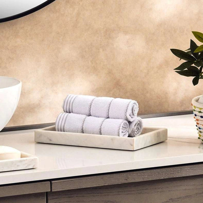 Supersoft Stripe Microcotton 550 Gsm 4-Piece Fingertip Towel - Grey Pan Home