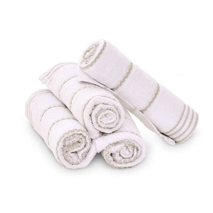 Supersoft Stripe Microcotton 550 Gsm 4-Piece Fingertip Towel - Grey Pan Home