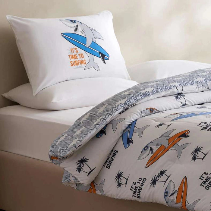 Surfer Shark 2-Piece Comforter Set 135X220Cm-Blue