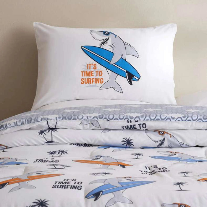 Surfer Shark 2-Piece Comforter Set 135X220Cm-Blue