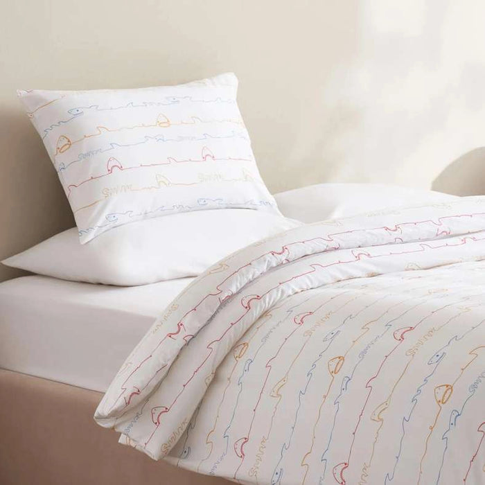 Surfer Shark 2-Piece Duvet Cover Set 160X200Cm-Blue