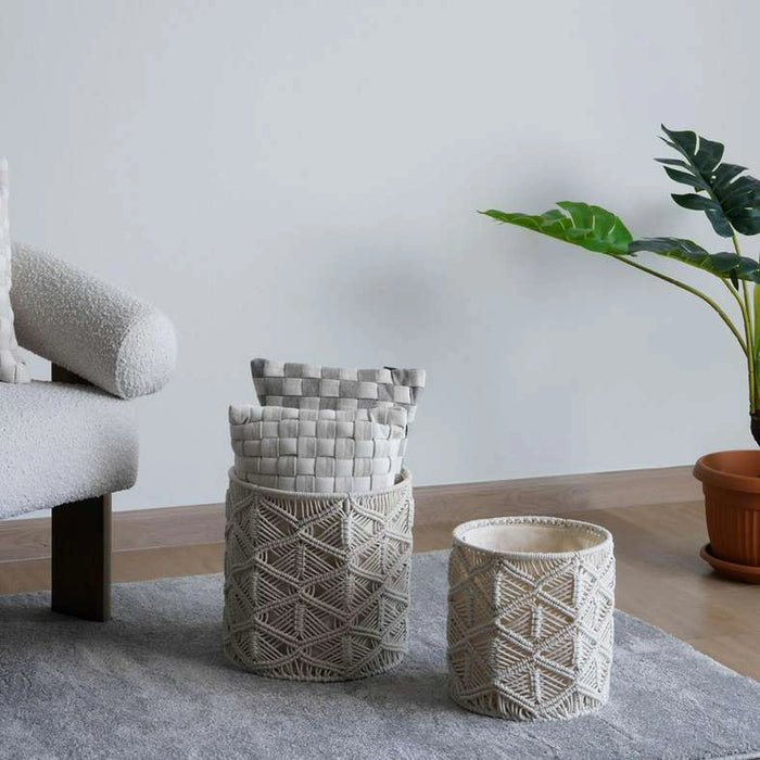 Syndril Macrame Round Baskets Dia30X32Cm - Natural