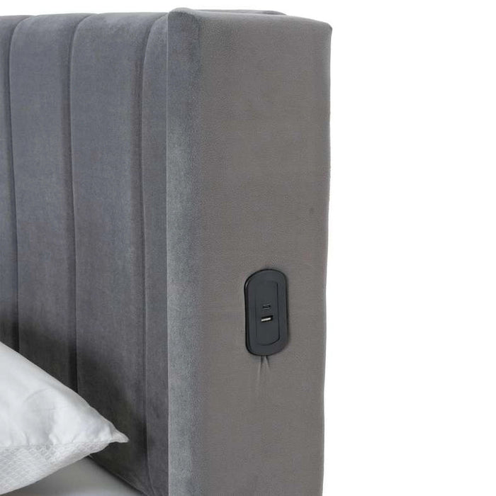 Syran Smart Queen Bed With 1 Drawer - Grey Pan Home