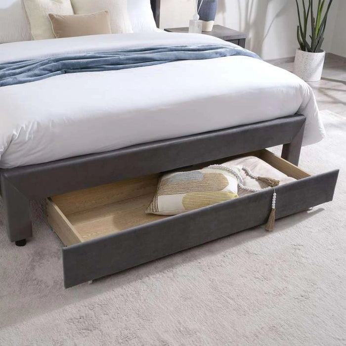 Syran Smart Queen Bed With 1 Drawer - Grey Pan Home