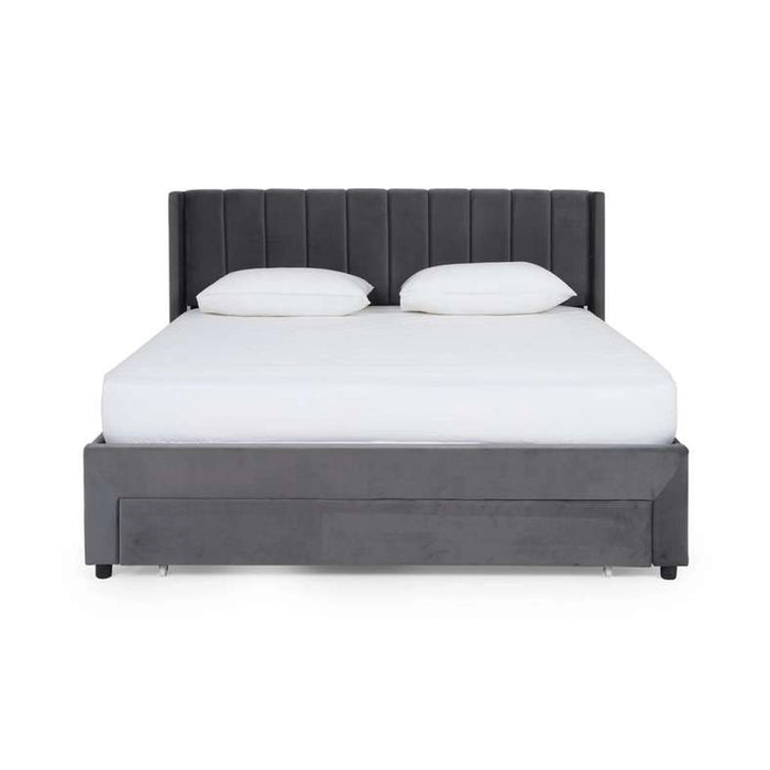 Syran Smart Queen Bed With 1 Drawer - Grey Pan Home