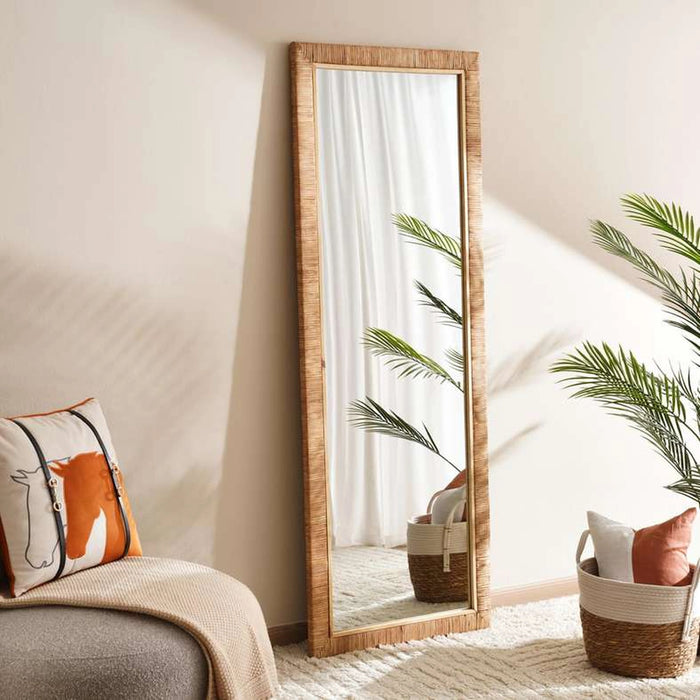 Taegan Crafted Rattan Floor Mirror 64X178Cm - Natural