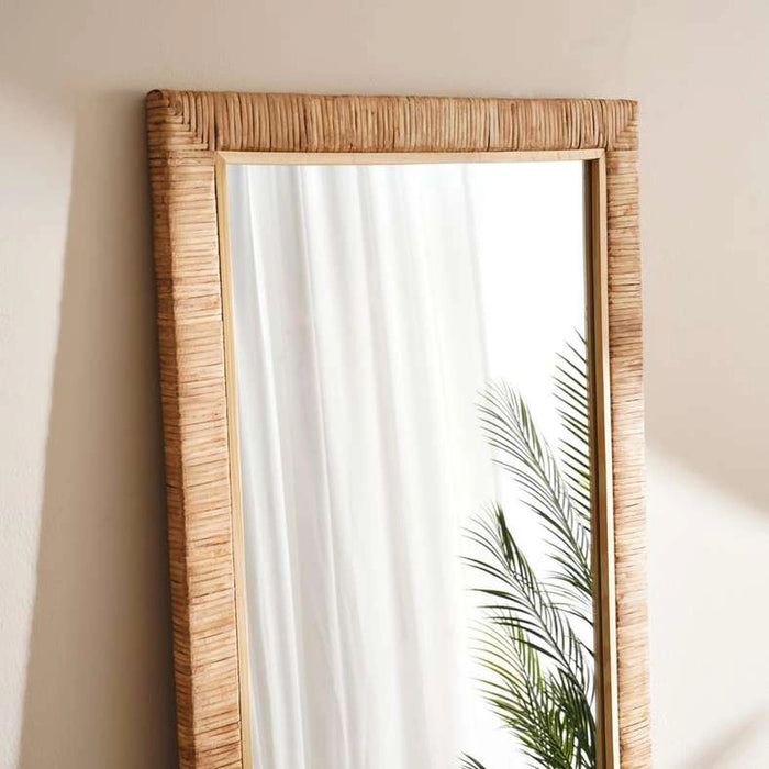 Taegan Crafted Rattan Floor Mirror 64X178Cm - Natural