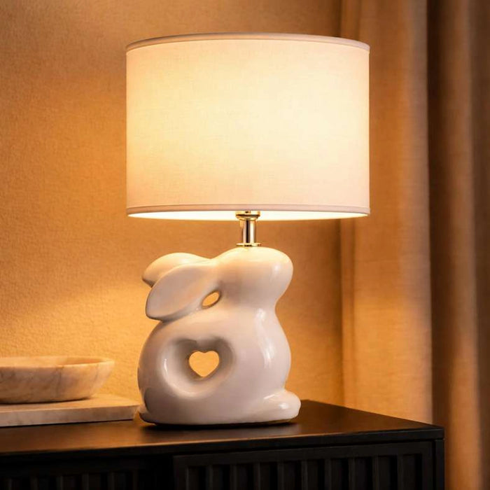 Taffle E14 Bunny Ceramic Table Lamp 20X13.5X33.5Cm - White