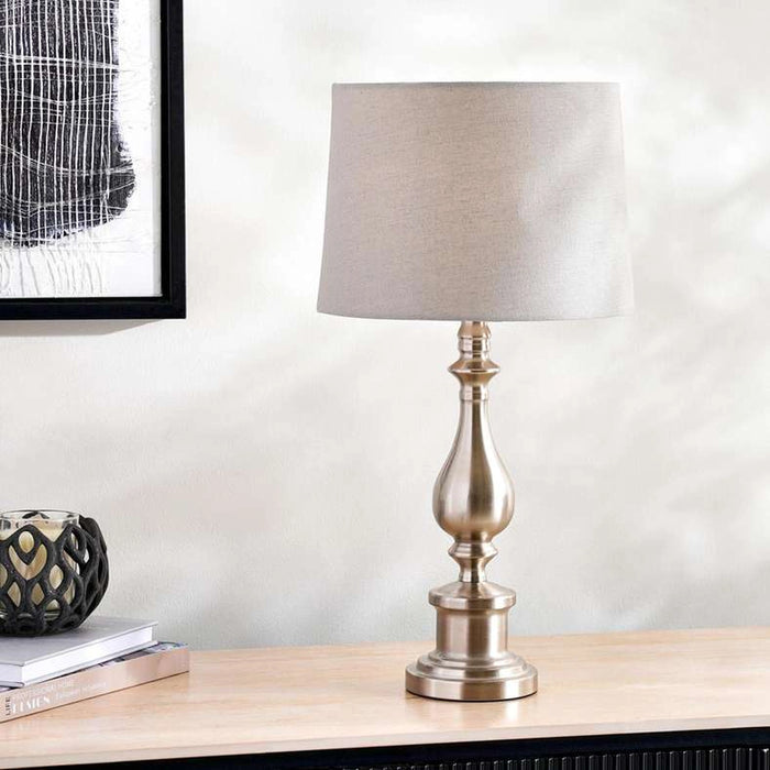 Tamonte E27 Metal Table Lamp Dia 28X55Cm - Satin Nickel