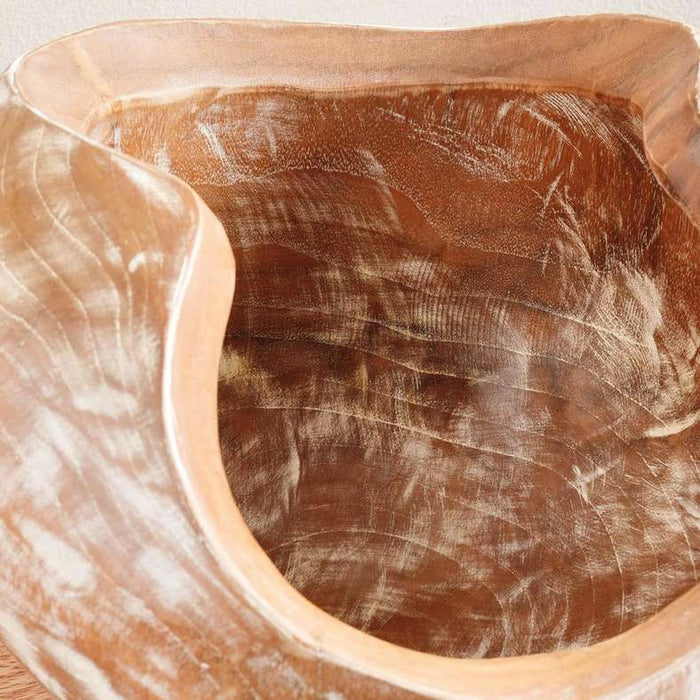 Tanah Teak Wood & Resin Decor Bowl 30X30X23Cm - White Wash