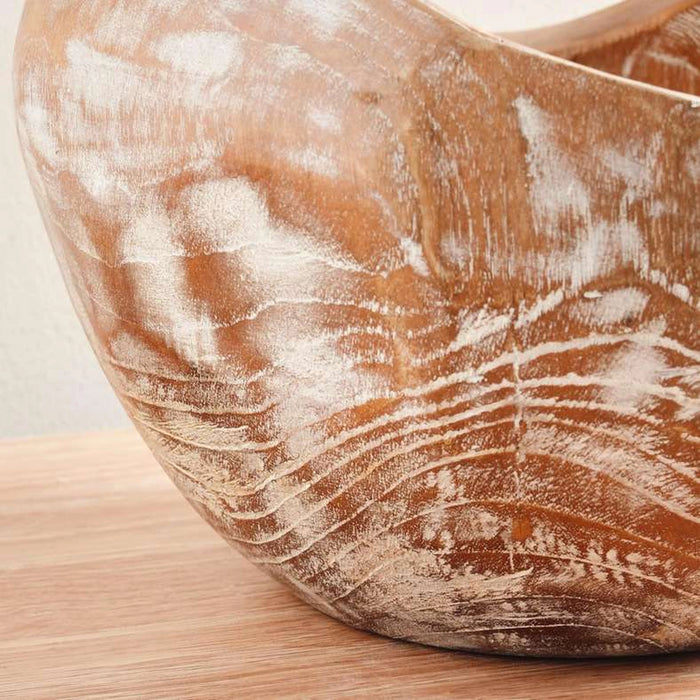 Tanah Teak Wood & Resin Decor Bowl 30X30X23Cm - White Wash