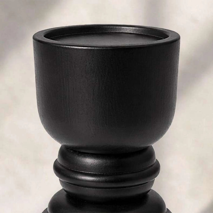 Tanga Wood Dumble Pillar Candle Holder 9.52X9.52X23.49Cm - Black