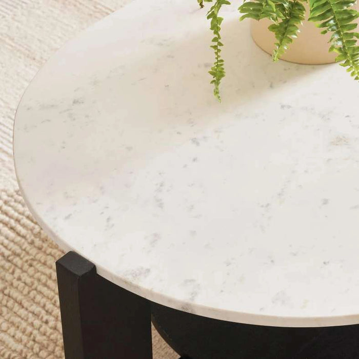 Tansy Coffee Table Marble Top - White Black ~ White