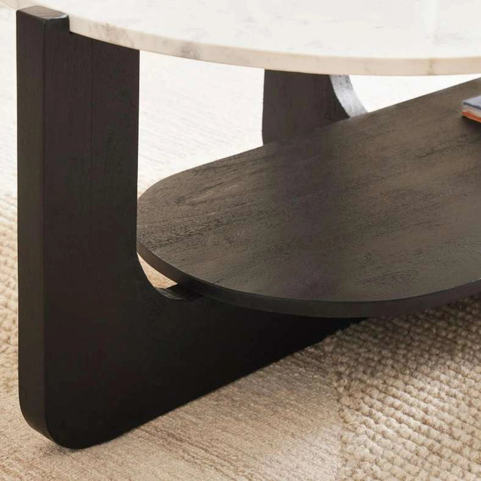 Tansy Coffee Table Marble Top - White Black ~ White
