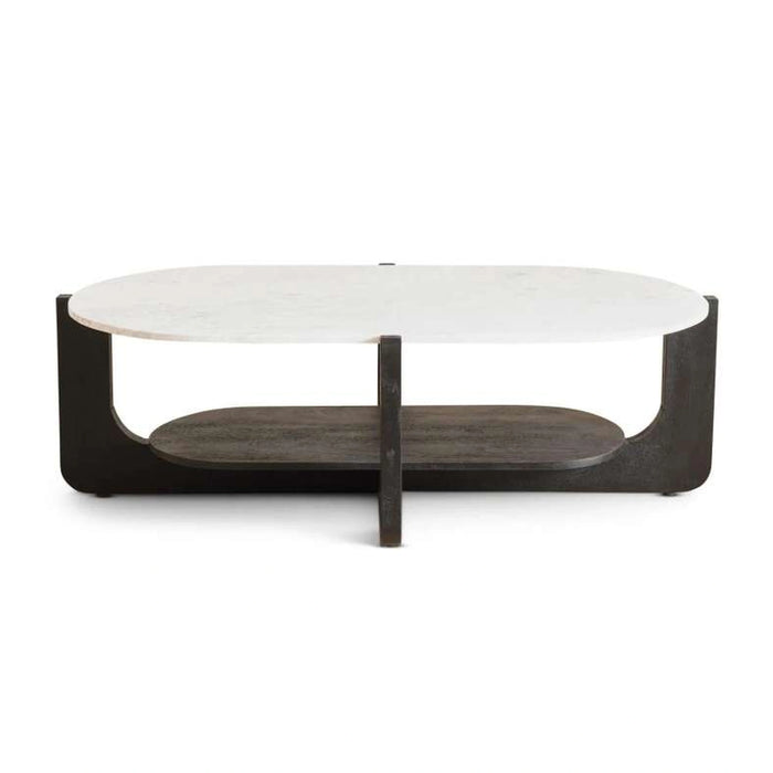 Tansy Coffee Table Marble Top - White Black ~ White