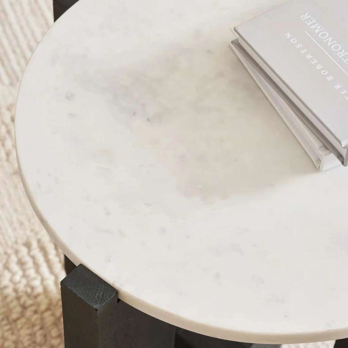 Tansy End Table Marble Top - White Black ~ White
