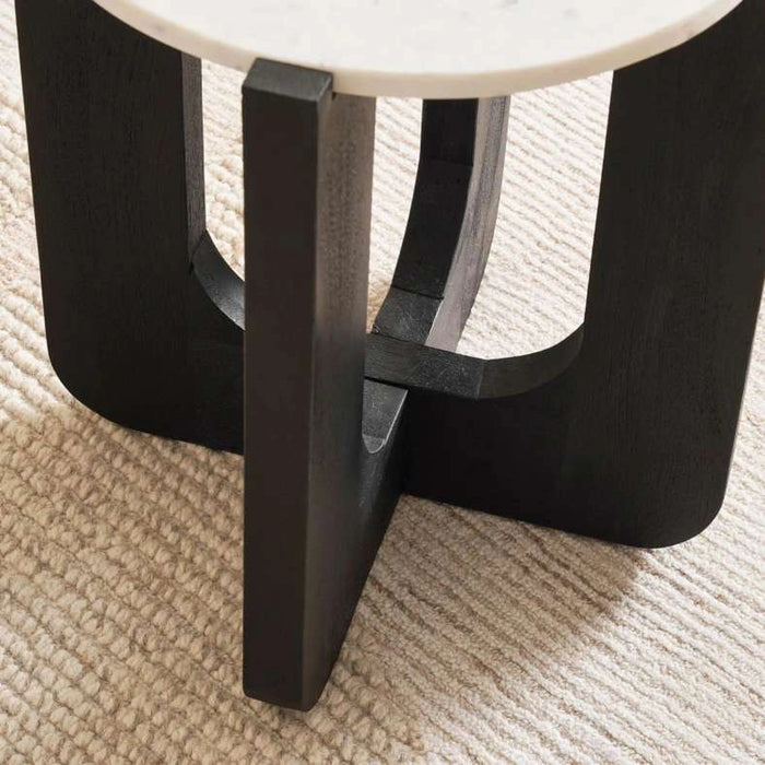 Tansy End Table Marble Top - White Black ~ White