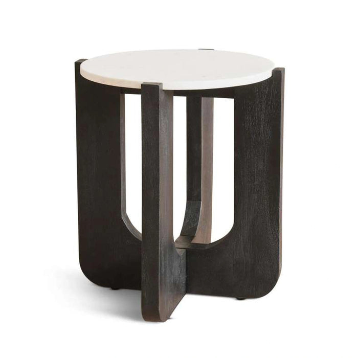 Tansy End Table Marble Top - White Black ~ White