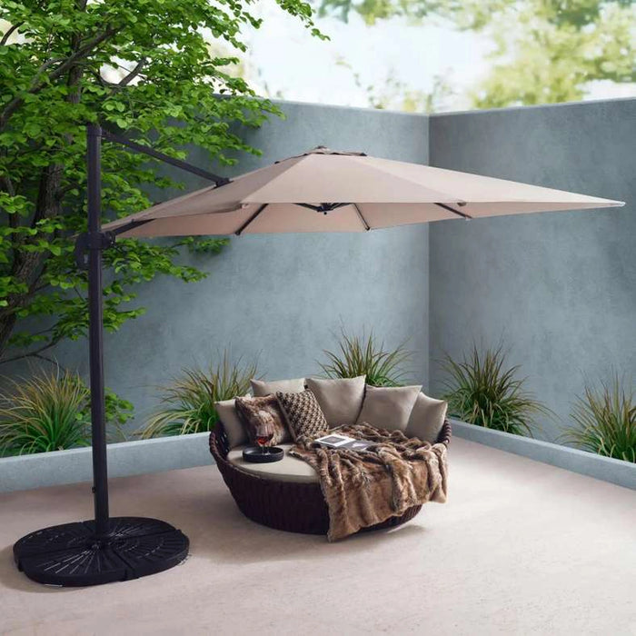 Taral Outdoor Umbrella With Base - Taupe