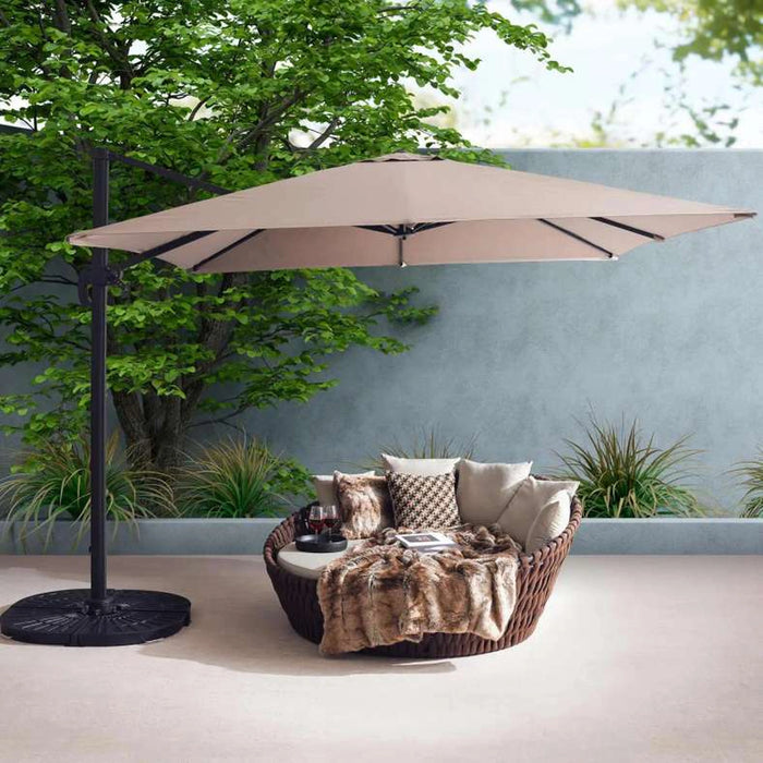 Taral Outdoor Umbrella With Base - Taupe