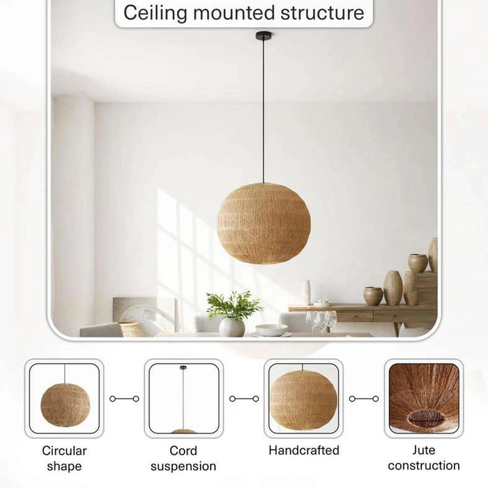 Tarra E27 Jute Pendant Lamp Dia 63Cm - Natural