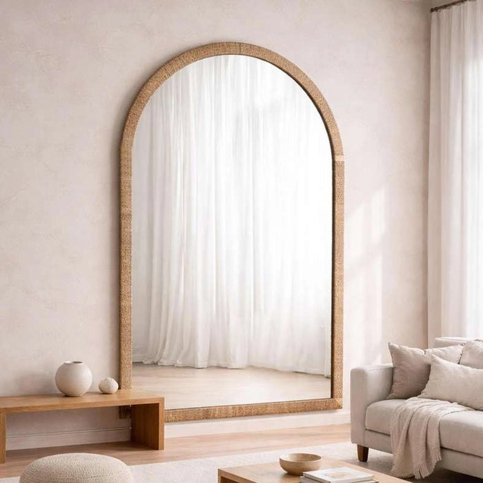 Tarra Jute Arch Leaner Floor Mirror 120X200Cm - Natural