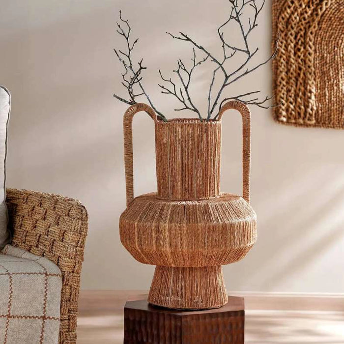 Tarra Jute Vase With Two Handles 40X19X58Cm - Natural