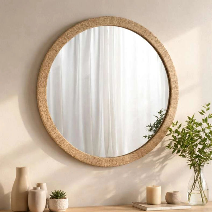 Tarra Jute Wall Mirror Dia 120Cm - Natural