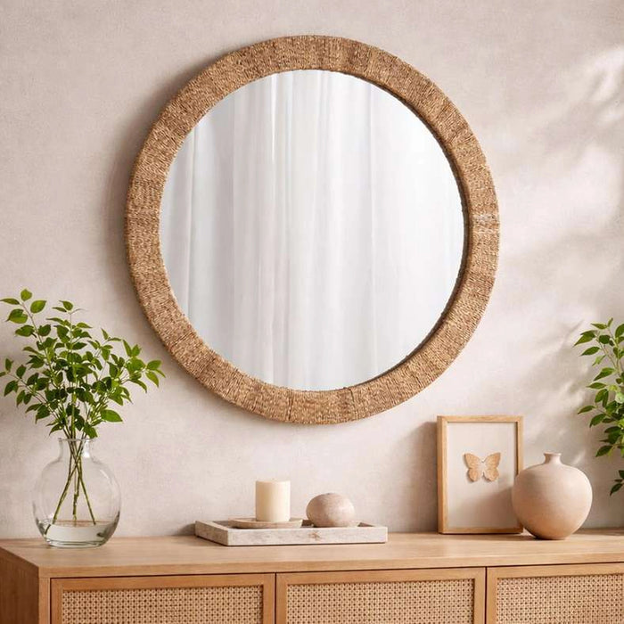 Tarra Jute Wall Mirror Dia 80Cm - Natural