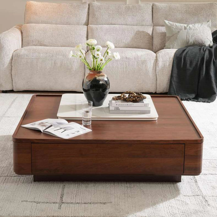 Tarsus Coffee Table With Lift Top Veneer - White Walnut