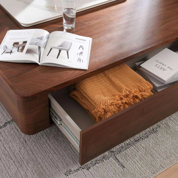 Tarsus Coffee Table With Lift Top Veneer - White Walnut