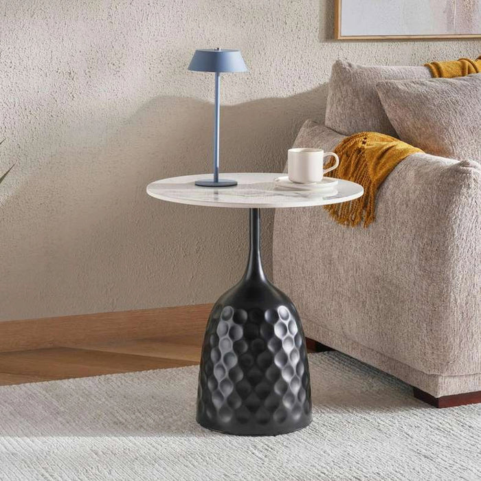 Taryn End Table Sintered Stone Top Black & White