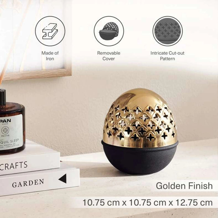 Tashinda Metal Bukhoor Burner 10.75X10.75X12.75Cm - Gold