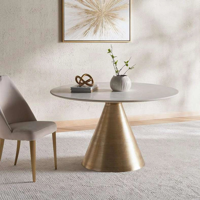 Tatiana 6 Seater Dining Table Marble - White & Gold