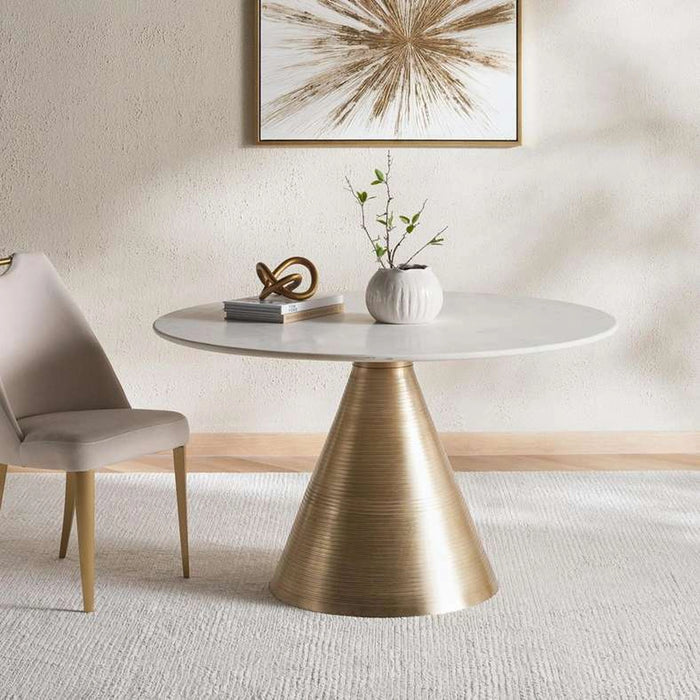 Tatiana 6 Seater Dining Table Marble - White & Gold
