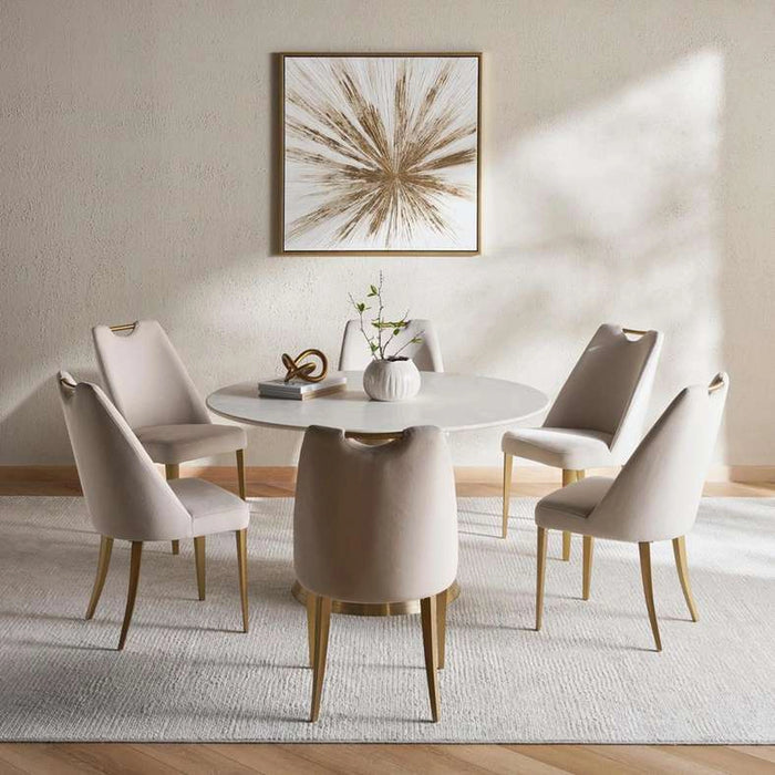 Tatiana 6 Seater Dining Table Marble - White & Gold
