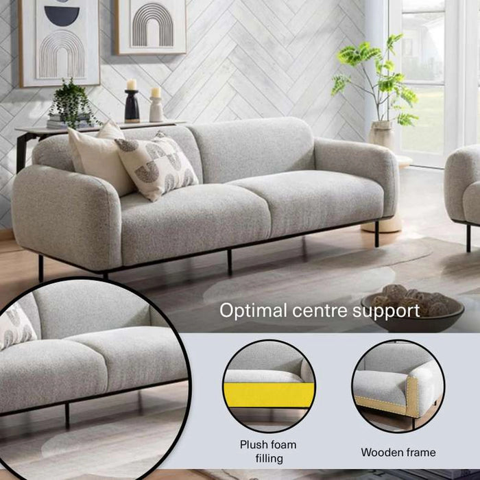Teek 3 Seater Sofa- Grey