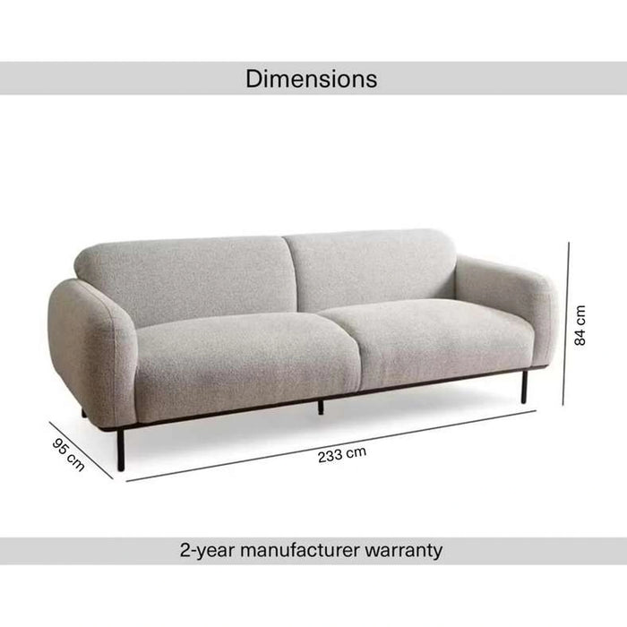 Teek 3 Seater Sofa- Grey