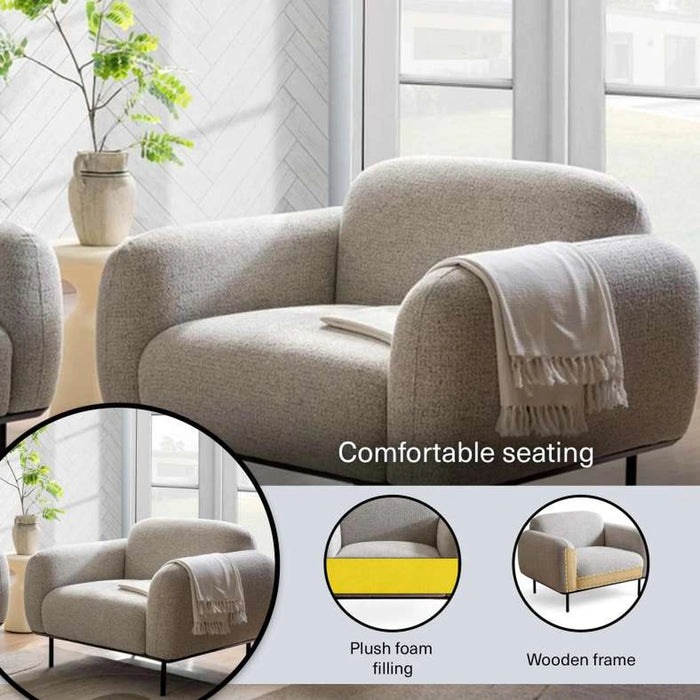 Teek Single Seater Sofa- Grey