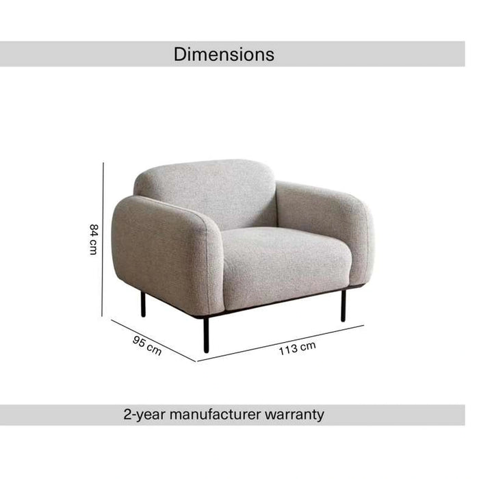 Teek Single Seater Sofa- Grey