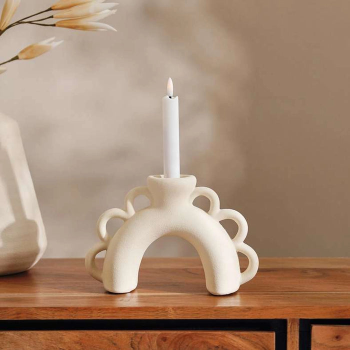 Teeny Stoneware Candle Holder 23X8X15.2Cm - Cream