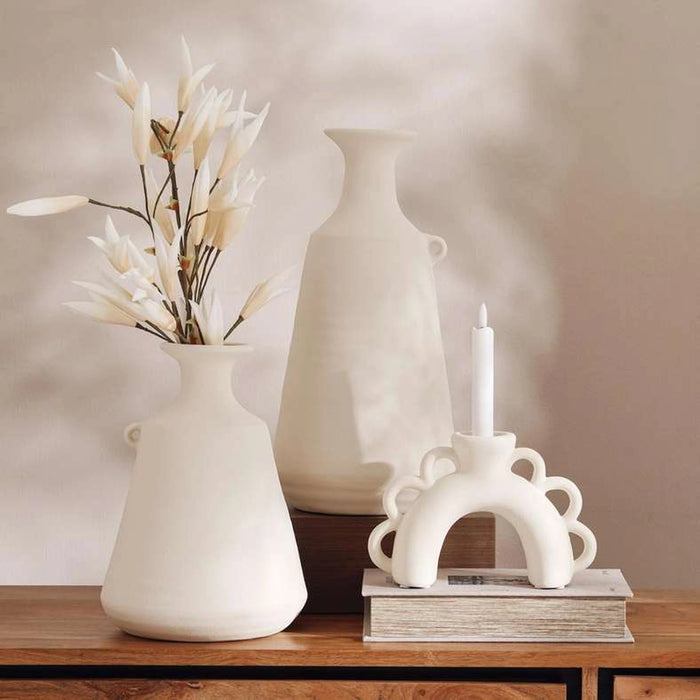 Teeny Stoneware Candle Holder 23X8X15.2Cm - Cream